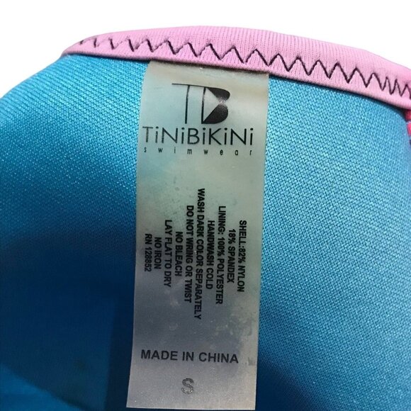 TiniBikini Colorblock Two Piece Swimsuit Bikini Set Sz S Zip Racerback Swim Surf - Picture 6 of 7